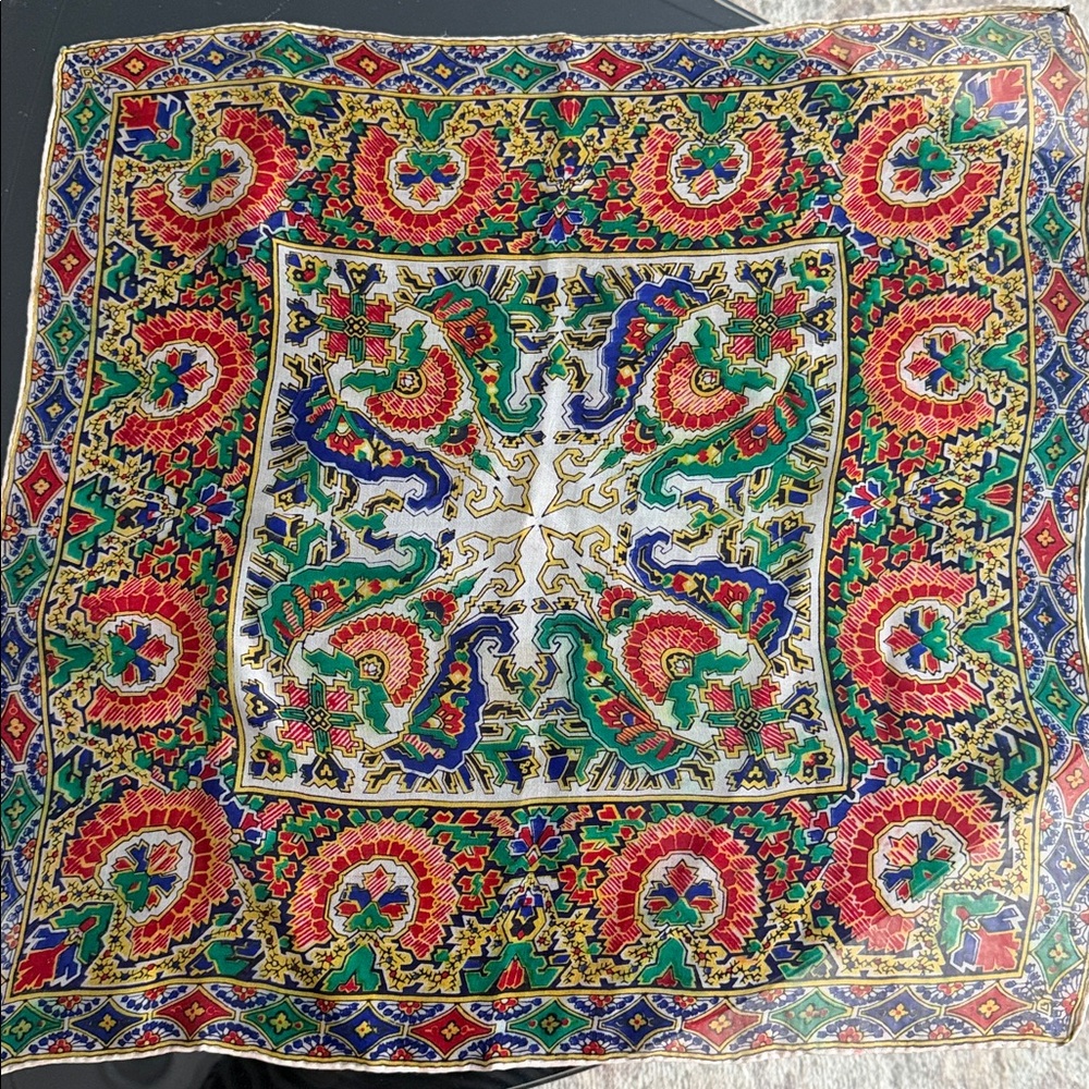 VTG Elegant Multicolor Paisley Hand-rolled Scarf Bandana VTG - Picture 8 of 14
